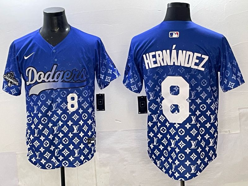 Men Los Angeles Dodgers #8 Hernandez Blue Nike 2025 MLB jersey 08